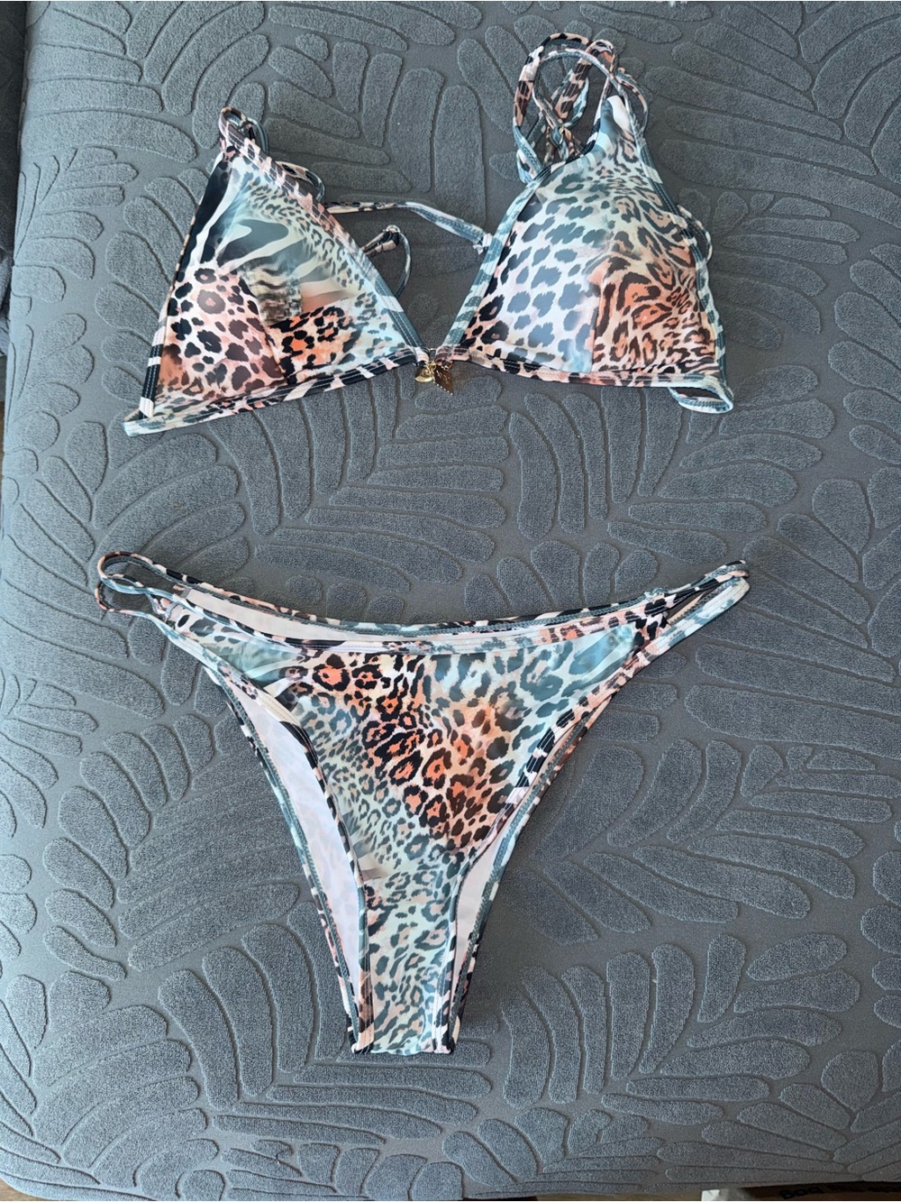 SHEIN Multicolor Leopard Print Triangle Bikini Set